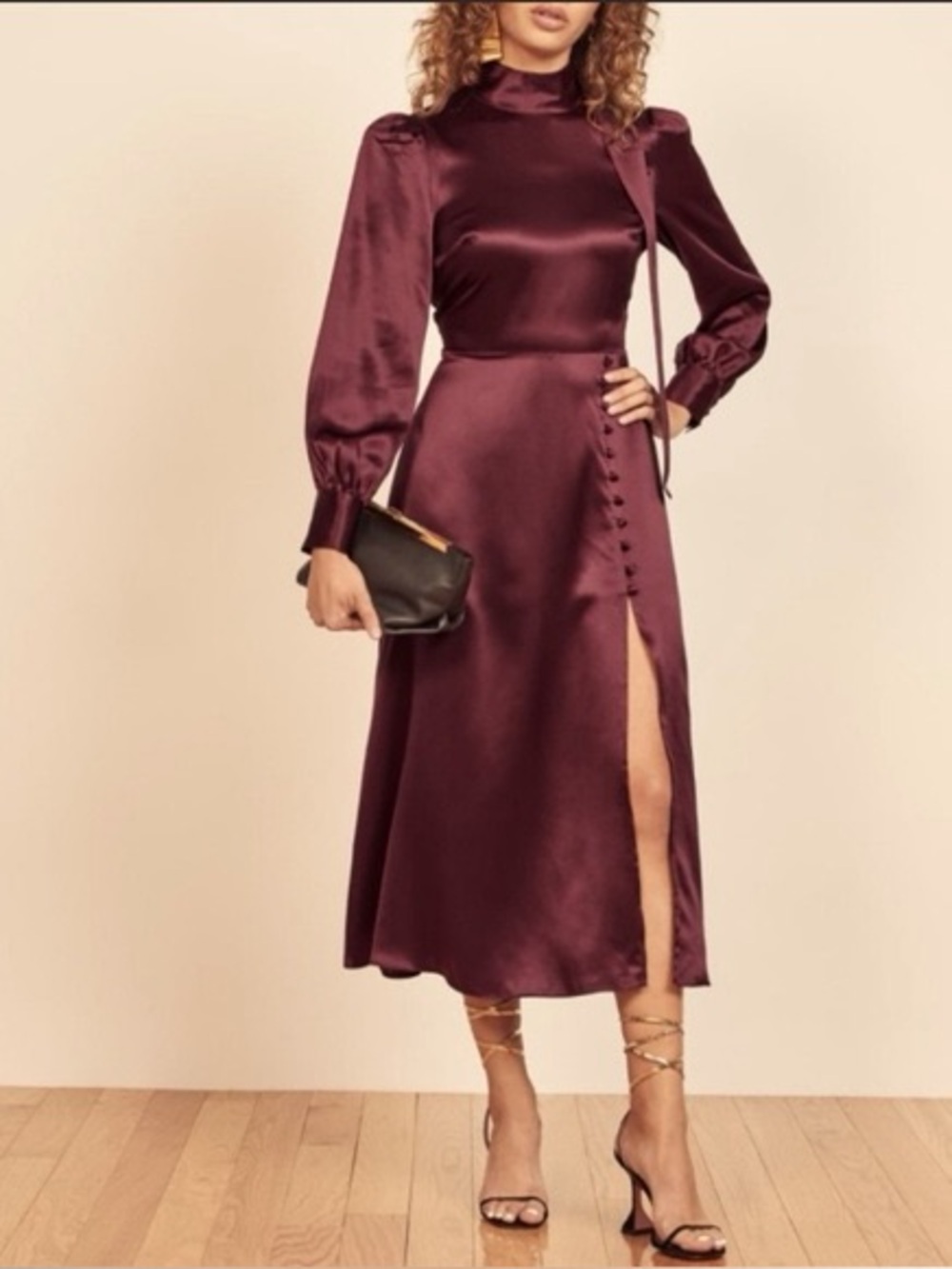 Reformation Maple Dress in Plum 100% Silk Size 0
